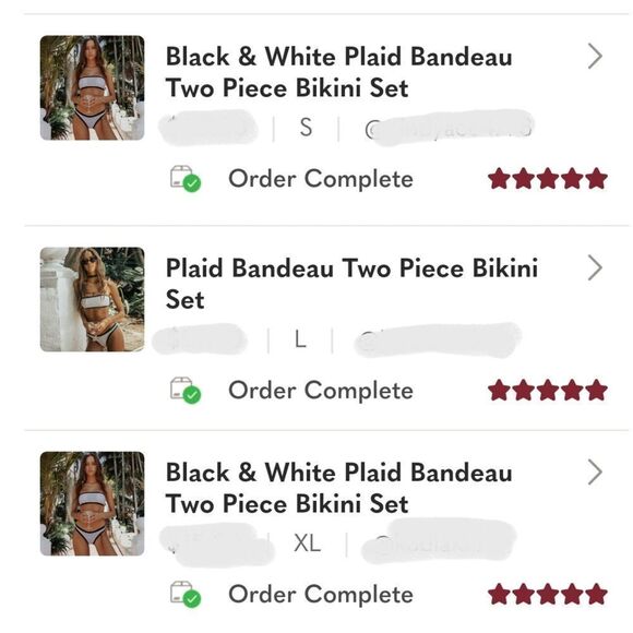 NWT Plaid Bandeau Two Piece Bikini Set in Black and White - Picture 9 of 9